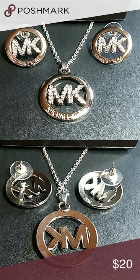 mk necklace and earring set|michael kors chain link necklace.